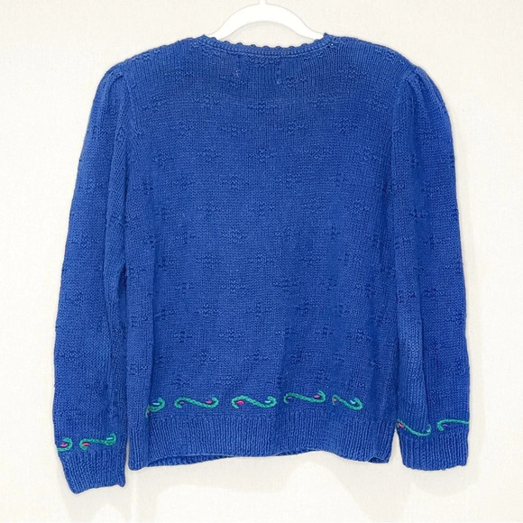 Wellington Long Sleeve Mandala Boho Embroidered Floral Hand Knit Women's Sweater - Picture 2 of 8